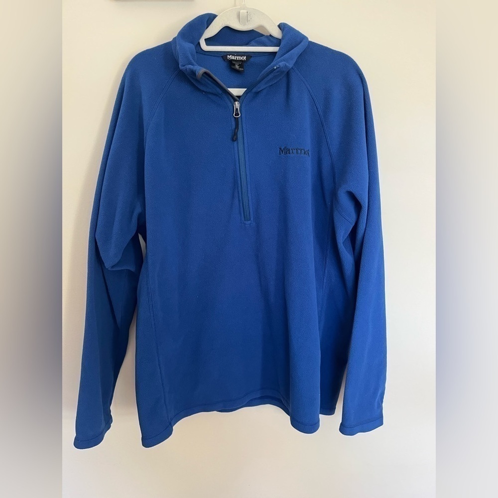 Marmot Blue Fleece Sweatshirt 1/4 Zip XL